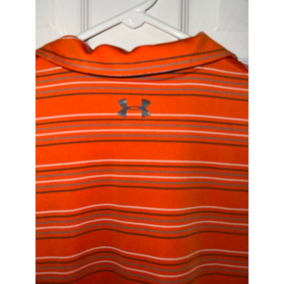 Boys Under Armour Orange Grey White Striped Polo Shirt Size L​ - Picture 5 of 6
